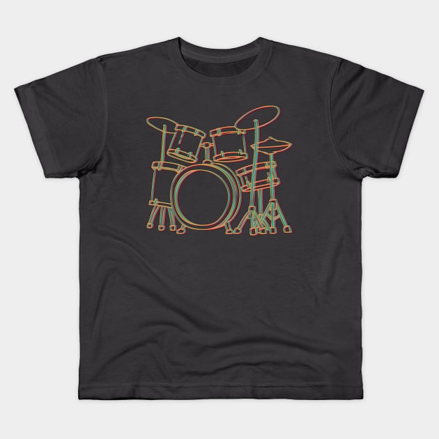 Drums Glitch Design Kids T-Shirt by vpdesigns